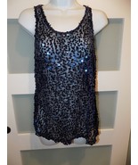 Heart Loves Hips Embellished Sheer Blue Tank Top w/ Sequins Size S Women... - $324.69 MXN