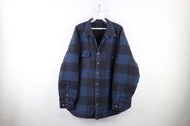 Vintage 90s Mens XL Distressed Quilted Flannel Button Shirt Jacket Jac S... - £47.27 GBP