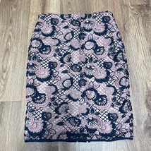 Ann Taylor Lace Floral Embroidered Skirt Pink Black Womens Size 0P Petite - £22.07 GBP