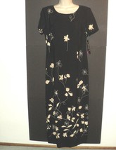 NEW Cartise Dress Sz 6 (Runs Larger) Full Long Length Short Sleeves Blac... - £18.83 GBP