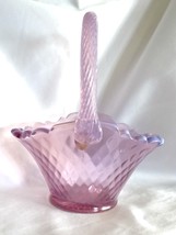 Fenton Art Glass USA Oval Diamond Optic Basket Pink Blush Rose Opalescen... - $79.00