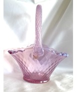 Fenton Art Glass USA Oval Diamond Optic Basket Pink Blush Rose Opalescen... - £62.96 GBP