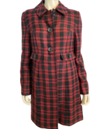 Apt. 9 Red and Black Checked Lined Collared Mid Length Coat Size M - $78.91 CAD