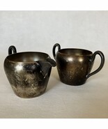 Vintage Academy Creamer Sugar Serving Bowl Silverplate Set Silver On Copper - $40.75 CAD