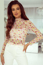 Multicolor Floral Lettuce Hem Long Sleeve Top - £9.25 GBP