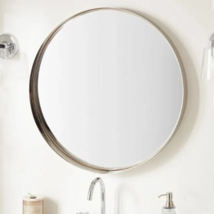 New Brushed Nickel Palora Round Decorative Vanity Mirror - Signature Har... - £157.99 GBP