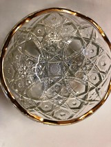 Crystal Bowl with Gold Edging 3.25&quot; High x 8&quot; Diameter Heavy Weight - $39.00