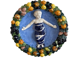 Vintage Italian ceramic Della Robbia Jesus Christ Child Plaque - £117.91 GBP