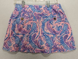 Lilly Pullitzer Madison Skort Coastal Blue Maybe Gator Size S Cotton Ble... - $40.21