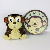 Monkey Resin Garbage Can and Matching Wood Clock Monkey Waste  - $59.99