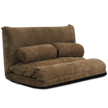 Floor Sofa Bed 6-Position Adjustable Sleeper Lounge Couch with 2 Pillows Coffee - £198.15 GBP