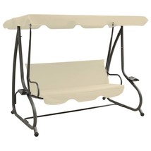 vidaXL Swing Bench Sand white PVC-coated fabric, powder-coated steel Large - $458.25 CAD