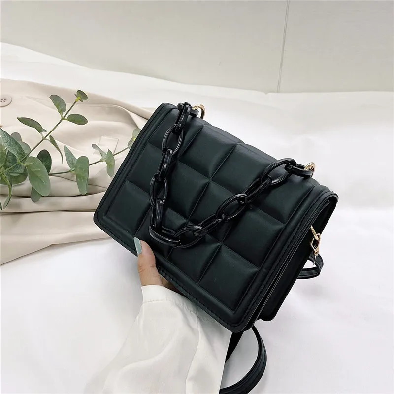 Casual Ladies Mini Handbags Flap Purse Fashion Women Checkered PU Leather Solid  - $58.94