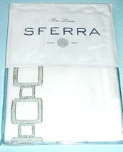 Sferra Vessa Boudoir Sham Cotton Percale White/Silver Sage Embroidery Italy New - $39.90