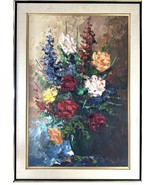 Original Still Life Impasto Oil Painting Vibrant Flowers Signed W. Keind... - $244.81 CAD