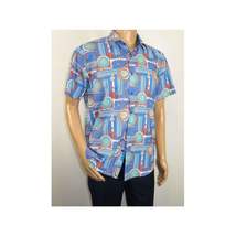 Men's Sports Shirt by MIZUMI Medallion Printed Soft Feel Short Sleeves M646 Blue image 11