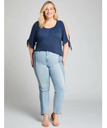 Lane Bryant High-Rise Straight Crop Jean - Two-Tone Size 22 Medium Denim... - $33.87