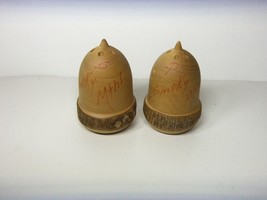 Smoky Mountains Souvenir Acorn Shape Wood Salt &amp; Pepper Shakers Vintage Unused - £15.78 GBP