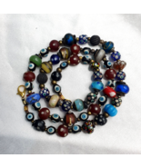 Vintage Beads Collection Skunk, Evil eye, Blown Glass Beaded Necklace - £53.39 GBP