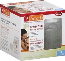 AMEDA 4 Breast Milk Storage Bottles (4oz) BPA Free Baby Bottles - $9.99