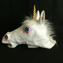 Unicorn Costume Mask Adult Sized Over the Head Cosplay Halloween Latex Rubber - £13.99 GBP