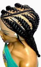 Black Braided Wig Large Braids Cornrow Full Lace with Baby Hair Tribal B... - $108.90
