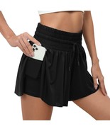 2 in 1 Running Shorts High Waisted，Women Athletic Shorts (Black,Size:S) - £13.59 GBP
