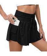 2 in 1 Running Shorts High Waisted，Women Athletic Shorts (Black,Size:S) - $17.30