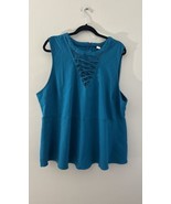 Torrid Peplum Top Stretch Shirt Mesh V-Neck Teal Blue Size 4X - $29.99