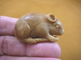 (tb-mouse-2) little tan pet Mouse Tagua NUT palm figurine Bali carving l... - $46.98