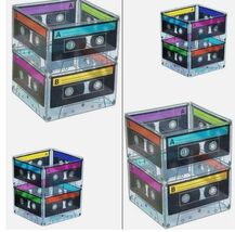 4E's Novelty 2-Pack Cassette Bucket 80s &amp; 90s Party Centerpiece Retro Ca... - $10.84