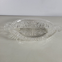 Sawtooth Pressed Dish Glass Oval Divided Relish Veggie 2 Handles 10.5”x ... - $8.97