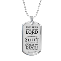 Fountain Of Life Christian Necklace Stainless Steel or 18k Gold Dog Tag 24&quot; Cha - £37.31 GBP+