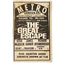 1963 Metro Drive In The Great Escape Movie Advertisement Steve McQueen F... - $380.53 MXN