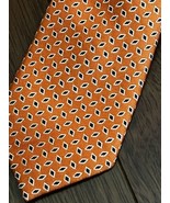 Ralph Lauren Silk Tie Orange With Blue Diamond Geometric Print 2.5” Wide - $24.74