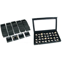 Black Earring Cards &amp; Faux Leather Display Case w/ 32 Slot Insert Kit 10... - £33.02 GBP