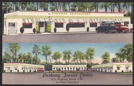 La Plata, Maryland Color Linen Postcard - Parkway Tourist Center &amp; Restaurant - £9.77 GBP