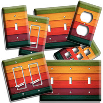 COLORFUL RAINBOW WOOD PLANKS LOOK LIGHT SWITCH PLATE OUTLET ROOM OFFICE ... - $16.55+