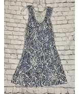 Loft Blue Black White Zebra Print Empire Waist Sleeveless Sundress S - $12.86