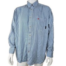 Ariat Flame Resistant Work Shirt Men 2XL XXL Blue Stripe Button Down FR Workwear - £38.68 GBP