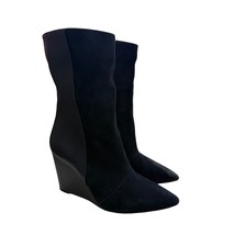  1.STATE Black Leather Suede Wedge Boots Women’s Size 8.5 Pointed Toe - $43.69