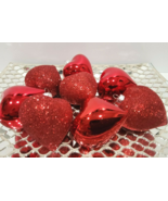 Valentines Day Glitter Shiny Red Hearts 2.5&quot; Ornaments Decorations Decor... - £13.44 GBP