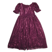 NWT Ivy City Co. Clara in Plum Sequins Tulle Puff Sleeve Midi Dress L - £75.47 GBP