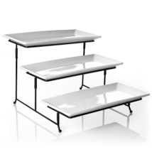 Gibson Elite Gracious Dining 3-Tiered Plate Set w Metal Stand - $45.82
