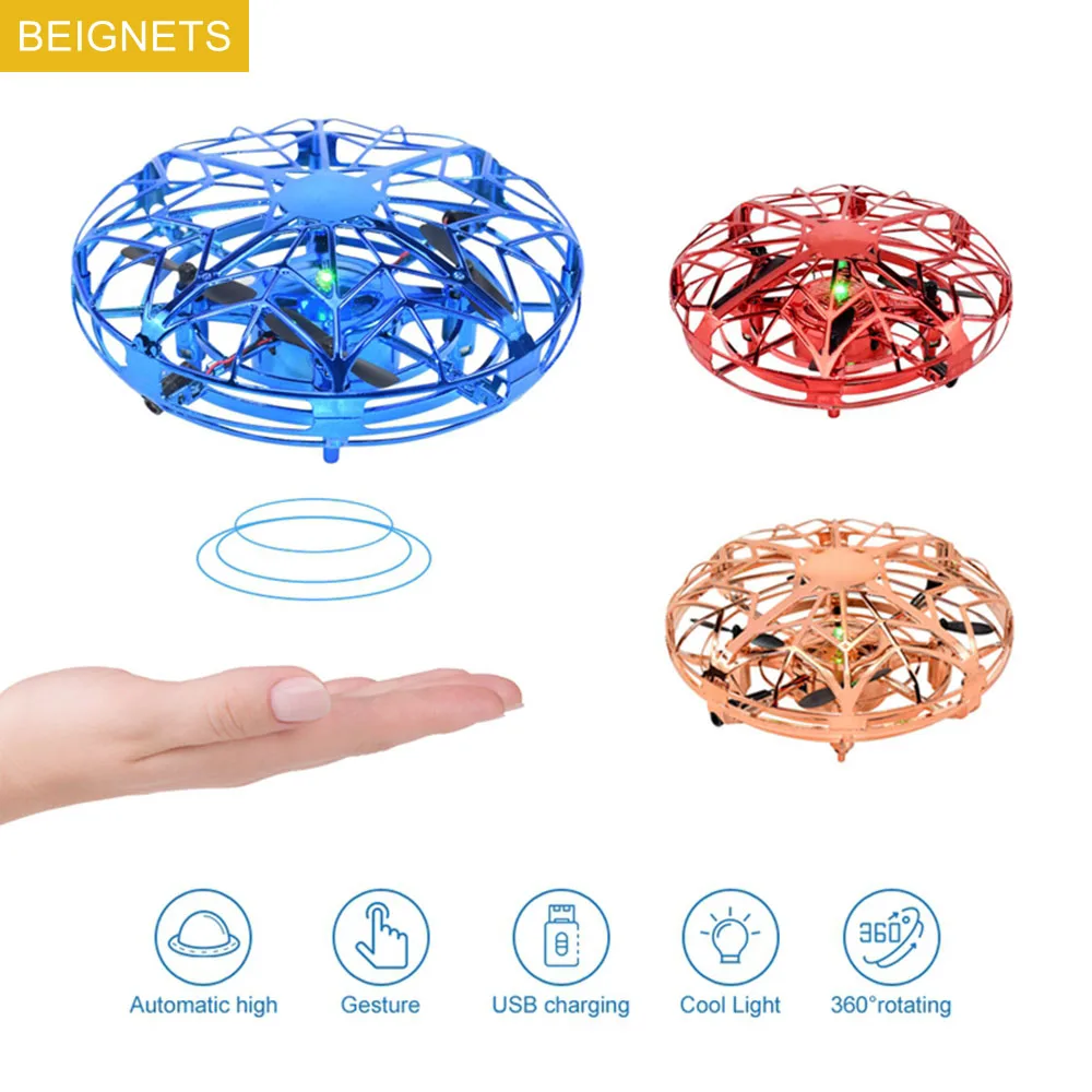 Mini UFO Drone RC Helicopter Aircraft Toy Quadcopter Infrared Hand Sensin - £17.02 GBP