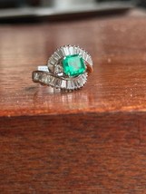    

1.88 CARAT EMERALD &amp; DIAMOND PLATINUM Ring - R10638 - $2,023.85