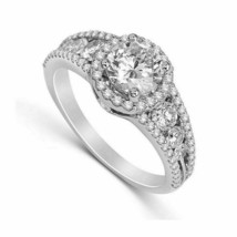 1.14Ct Round Cut VVS1 Diamond Halo Vintage Ring Jewelry Gift 14K White Gold Over - £79.00 GBP