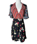 Free People Mix It Up Printed Patchwork Stripe Floral Mini Dress Hippie ... - $54.14 CAD