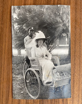 Victorian Woman Riding In Wicker Cart African American Standing  RPPC Postcard - £39.28 GBP