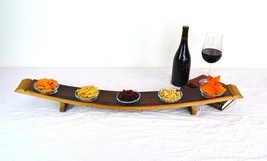 Wine Barrel Stave Snack Tray with 5 Bowls - Spuntini - made from retired... - £111.11 GBP